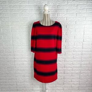 Premise Dresses Red Black Striped Shift Dress with Pockets Size 10